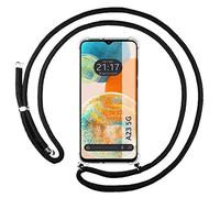 Tumundosmartphone Housse Suspendu Transparent pour Samsung Galaxy A23 5G avec Cordon Noir