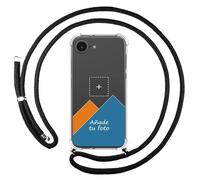 Tumundosmartphone Personnalisez votre coque avec pendentif transparent pour iPhone 17e (6.1) avec cordon noir, dessin personnalisé