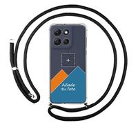 Tumundosmartphone Personnalisez votre coque avec pendentif transparent pour Motorola Moto G56 5G avec cordon noir, dessin personnalisé
