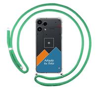 Tumundosmartphone Personnalisez votre coque avec pendentif transparent pour Nothing Phone 3a Lite 5G avec cordon vert d'eau, dessin personnalisé