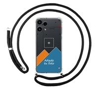 Tumundosmartphone Personnalisez votre coque avec pendentif transparent pour Nothing Phone 3a Lite 5G avec cordon noir, dessin personnalisé