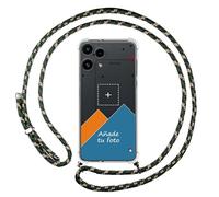 Tumundosmartphone Personnalisez votre coque avec pendentif transparent pour Nothing Phone 3a Lite 5G avec cordon vert/doré dessin personnalisé