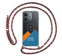 Tumundosmartphone Personnalisez votre coque avec pendentif transparent pour Realme Note 70T avec cordon rose/doré dessin personnalisé