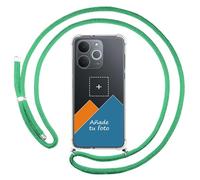 Tumundosmartphone Personnalisez votre coque avec pendentif transparent pour Realme Note 70T avec cordon vert d'eau, dessin personnalisé