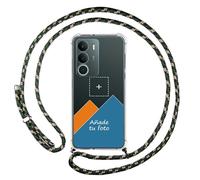 Tumundosmartphone Personnalisez votre coque avec pendentif transparent pour Realme P3 Lite avec cordon vert/doré dessin personnalisé