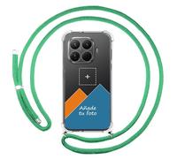 Tumundosmartphone Personnalisez votre coque avec pendentif transparent pour Xiaomi 15T Pro 5G avec cordon vert eau, dessin personnalisé