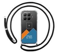 Tumundosmartphone Personnalisez votre coque avec pendentif transparent pour Xiaomi 15T Pro 5G avec cordon noir, motif personnalisé