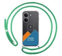 Tumundosmartphone Personnalisez votre coque avec pendentif transparent pour Xiaomi Poco X8 Pro 5G avec cordon vert eau, dessin personnalisé