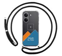 Tumundosmartphone Personnalisez votre coque avec pendentif transparent pour Xiaomi Poco X8 Pro 5G avec cordon noir, motif personnalisé