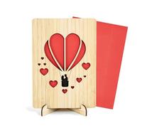 TUMYBCC Carte Anniversaire en Bois avec Support, 17x12cm Carte de Mariage, Cadeau Romantique pour Homme et Femme, Déco de Table Originale pour Couple, Saint-Valentin, Noël (Doux amour)