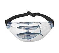 Tuna Thunnus Sac banane pour homme et femme - Sac banane à bandoulière pour partout - Sac banane avec sangle réglable - Sac de poitrine décontracté pour la randonnée en plein air - Noir - Taille
