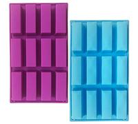 TuNan 2 Pieces Moules Rectangulaires Silicone, 12 Cavités, pour Fabrication Barres Protéinées, Barres énergétiques, Caramel, Pain, Muffin, Brownie, Pain Maïs, Fromage Pudding, Beurre Savon