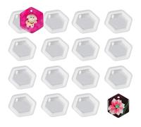 TuNan Lot de 15 moules hexagonaux en silicone pour moulage de bijoux, porte-clés en résine avec trou de suspension, outils de bricolage
