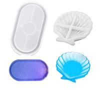 TuNan Lot de 2 moules flexibles en résine de silicone ovale et coquillage pour la fabrication de bijoux en résine époxy, plats, loisirs créatifs, décoration de la maison - Blanc