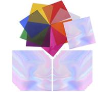 TuNan Lot de 220 feuilles de cellophane irisé pour emballage cadeau, film irisé, loisirs créatifs, décoration holographique, fleurs - Multicolore (22,9 x 22,9 cm, 20,3 x 20,3 cm)