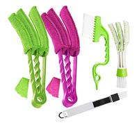 TuNan Lot de 5 balais de nettoyage pour volet coulissant pour porte coulissante, balayeuse 2 en 1, outil de nettoyage pour volets, climatisation, aérations de voiture, rebord de fenêtre