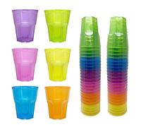 TUNDRA - Lot de 48 GOBELETS COLORÉS en PLASTIQUE RÉUTILISABLES 30 cl à Eau, Biere, Cocktail, Granité - Verres RECYCLABLES Incassables, BPA-Free, Lavables et ÉLASTIQUE pour Fêtes, Anniversaires