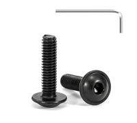 Tunejoy 20 Pièces Vis à Tête Bombée avec Bride M4 x 16 mm Noir Vis à Six Pans Creux en Acier Inoxydable A2 V2A Boulons à Tête Hexagonale avec llen Filetage Complet