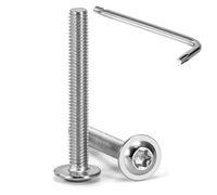 Tunejoy 20 Pièces Vis à Tête Bombée Torx avec Bride M5 x 40 mm Vis à Six Pans Creux en Acier Inoxydable A2 V2A Boulons à Tête Hexagonale avec Clé T25 Filetage Complet