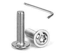 Tunejoy 20 Pièces Vis à Tête Bombée Torx avec Bride M6 x 25 mm Vis à Six Pans Creux en Acier Inoxydable A2 V2A Boulons à Tête Hexagonale avec Clé T30 Filetage Complet
