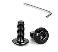 Tunejoy 20 Pièces Vis à Tête Bombée Torx avec Bride Noir M6 x 16 mm Vis à Six Pans Creux en Acier Inoxydable A2 V2A Boulons à Tête Hexagonale avec Clé T30 Filetage Complet