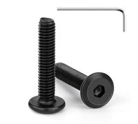 Tunejoy 20 Pièces Vis à Tête Plate M4 x 20 mm Noir Vis à Six Pans Creux en Acier Inoxydable A2 V2A Boulons de Meubles Hexagonale avec Clé Allen Filetage Complet