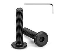 Tunejoy 20 Pièces Vis à Tête Plate M5 x 25 mm Noir Vis à Six Pans Creux en Acier Inoxydable A2 V2A Boulons de Meubles Hexagonale avec Clé Allen Filetage Complet