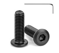 Tunejoy 20 Pièces Vis à Tête Plate M8 x 25 mm Noir Vis à Six Pans Creux en Acier Inoxydable A2 V2A Boulons de Meubles Hexagonale avec Clé Allen Filetage Complet