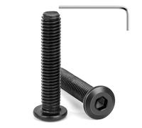 Tunejoy 20 Pièces Vis à Tête Plate M8 x 40 mm Noir Vis à Six Pans Creux en Acier Inoxydable A2 V2A Boulons de Meubles Hexagonale avec Clé Allen Filetage Complet