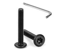 Tunejoy 20 Pièces Vis à Tête Plate Torx Noir M4 x 25 mm Vis à Six Pans Creux en Acier Inoxydable A2 V2A Boulons de Meubles Hexagonale avec Clé T20 Filetage Complet