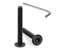 Tunejoy 20 Pièces Vis à Tête Plate Torx Noir M4 x 30 mm Vis à Six Pans Creux en Acier Inoxydable A2 V2A Boulons de Meubles Hexagonale avec Clé T20 Filetage Complet