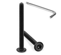 Tunejoy 20 Pièces Vis à Tête Plate Torx Noir M4 x 40 mm Vis à Six Pans Creux en Acier Inoxydable A2 V2A Boulons de Meubles Hexagonale avec Clé T20 Filetage Complet