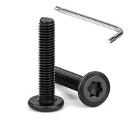 Tunejoy 20 Pièces Vis à Tête Plate Torx Noir M5 x 25 mm Vis à Six Pans Creux en Acier Inoxydable A2 V2A Boulons de Meubles Hexagonale avec Clé T25 Filetage Complet