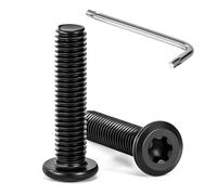 Tunejoy 20 Pièces Vis à Tête Plate Torx Noir M8 x 35 mm Vis à Six Pans Creux en Acier Inoxydable A2 V2A Boulons de Meubles Hexagonale avec Clé T40 Filetage Complet