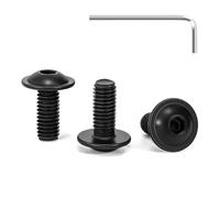 Tunejoy 30 Pièces Vis à Tête Bombée avec Bride M5 x 12 mm Noir Vis à Six Pans Creux en Acier Inoxydable A2 V2A Boulons à Tête Hexagonale avec Clé Allen Filetage Complet