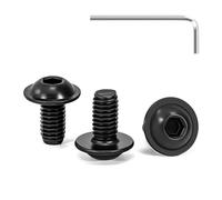 Tunejoy 30 Pièces Vis à Tête Bombée avec Bride M6 x 12 mm Noir Vis à Six Pans Creux en Acier Inoxydable A2 V2A Boulons à Tête Hexagonale avec Clé Allen Filetage Complet