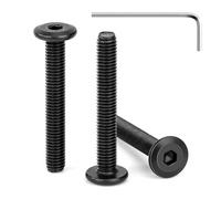 Tunejoy 30 Pièces Vis à Tête Plate M5 x 35 mm Noir Vis à Six Pans Creux en Acier Inoxydable A2 V2A Boulons de Meubles Hexagonale avec Clé Allen Filetage Complet