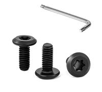 Tunejoy 30 Pièces Vis à Tête Plate Torx Noir M4 x 10 mm Vis à Six Pans Creux en Acier Inoxydable A2 V2A Boulons de Meubles Hexagonale avec Clé T20 Filetage Complet