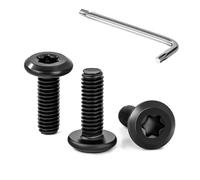Tunejoy 30 Pièces Vis à Tête Plate Torx Noir M4 x 12 mm Vis à Six Pans Creux en Acier Inoxydable A2 V2A Boulons de Meubles Hexagonale avec Clé T20 Filetage Complet