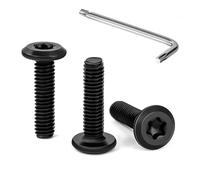 Tunejoy 30 Pièces Vis à Tête Plate Torx Noir M4 x 16 mm Vis à Six Pans Creux en Acier Inoxydable A2 V2A Boulons de Meubles Hexagonale avec Clé T20 Filetage Complet