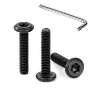 Tunejoy 30 Pièces Vis à Tête Plate Torx Noir M4 x 20 mm Vis à Six Pans Creux en Acier Inoxydable A2 V2A Boulons de Meubles Hexagonale avec Clé T20 Filetage Complet