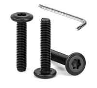 Tunejoy 30 Pièces Vis à Tête Plate Torx Noir M5 x 25 mm Vis à Six Pans Creux en Acier Inoxydable A2 V2A Boulons de Meubles Hexagonale avec Clé T25 Filetage Complet