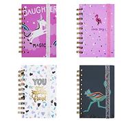 Tunejoy Carnets de Notes à Spirales A6 Lot de 4 Blocs Notes Spirales Petits 80 Feuilles Carnet de Notes Ligné avec élastique pour pour L'école L'écriture Filles et Femmes 14 x 10cm
