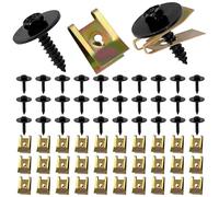 Tunejoy Clip à Vis Écrou Kit U-clips Fixation Voiture Écrou et Clip Garde-Boue Automobile pour Voiture Garde-boue Type U Protection Noir 60 Pièces