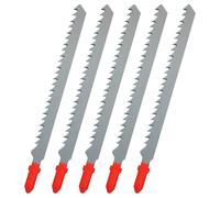 Tunejoy Lames de Scie Sauteuse T244D Lames de Scie Sauteuse à Queue en T de HCS per Coupe Courbe de Bois durs et Tendres 6TPI 100x6x1,2mm 5 Pièces