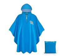 Tunejoy Poncho de Pluie pour Enfant Manteau Imperméable Garçon Fille Cape Veste Bleu Légère Réutilisable avec Sacs Capuche Anti Pluie Unisexe pour Randonnée Camping Voyage Vélo