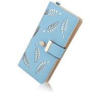 Tunejoy Portefeuille Femme Grande Capacite Porte Monnaie Elégant Portefeuille en Cuir PU avec Plusieurs Emplacements pour Cartes Bleu