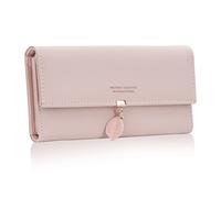 Tunejoy Portefeuille Femme Rose Porte Monnaie Femme Grande Capacité Cuir de PU Bifold Cadeaux pour Noël Saint-Valentin Filles Mesdames avec 9 Emplacements de Cartes Feuille Pendentif