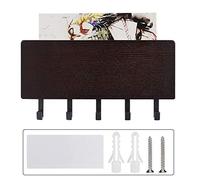 Tunejoy Range clé Mural Porte-courrier avec Crochets Porte clé avec Surface de Rangement pour mémos Lettres Prospectus pour Entrées Cuisine et Couloir Noix Noire