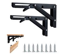 Tunejoy Supports d' Étagères Pliante Métal Console Équerres Pliable Murales pour Cuisine Salle de Bain Bibliothèques Charge Maximale 20CM 50KG 2 Pièces Noir